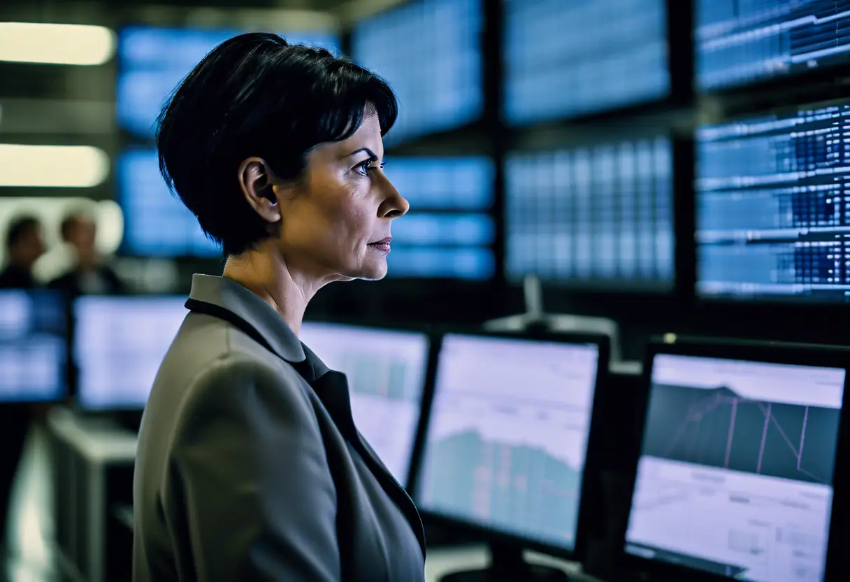 A logistics manager coordinating operations at a busy logistics center.